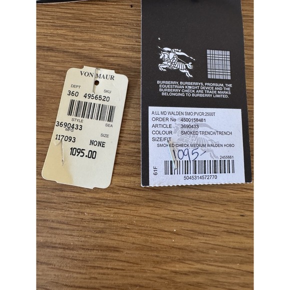 Burberry Beige Smoked Check PVC and Leather Walden Hobo Medium Women's Bag - Picture 13 of 15